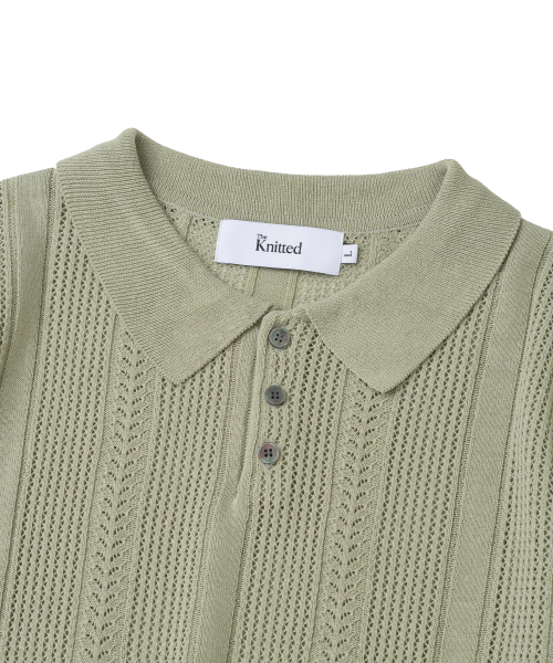 KNITTED（ニッティド）の「リネンスカシカラー半袖ニットオリーブ（ニット/セーター・レディース・その他・MEDIUM/LARGE/X-LARGE）」の3枚目の写真