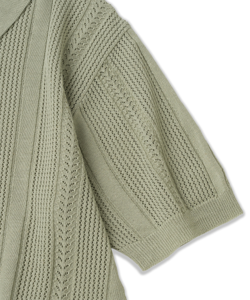 KNITTED（ニッティド）の「リネンスカシカラー半袖ニットオリーブ（ニット/セーター・レディース・その他・MEDIUM/LARGE/X-LARGE）」の4枚目の写真