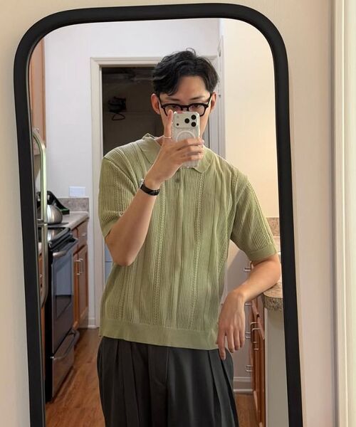KNITTED（ニッティド）の「リネンスカシカラー半袖ニットオリーブ（ニット/セーター・レディース・その他・MEDIUM/LARGE/X-LARGE）」の14枚目の写真
