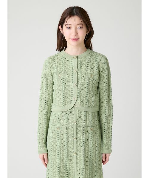 CELFORD(セルフォード)の「【洗える】トリム透かし柄カーディガン(カーディガン/ボレロ・レディース・その他/グリーン/オフホワイト・F)」の19枚目の写真