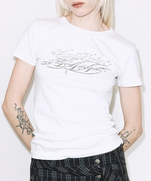 FANCY CLUB(ファンシークラブ)の「A'GEM/9 × .kom 『FANCY CLUB/ファンシークラブ』BACK CROSS TEE/バッククロスTシャツ(Tシャツ/カットソー・レディース・ホワイト/ライトグリーン/ブラック/イエロー/ピンク・FREE)」の6枚目の写真