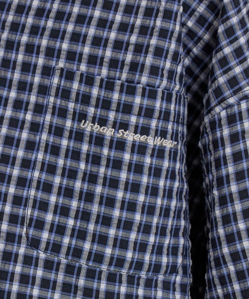 PAIRMANON STREET(ペアマノンストリート)の「【90-160cm】サッカーチェック オーバーサイズ 半袖シャツ【PAIRMANON STREET】(シャツ/ブラウス・キッズ・ブラック/ネイビー/ブラウン/グリーン・160/130/140/120/150/100/110/90)」の8枚目の写真