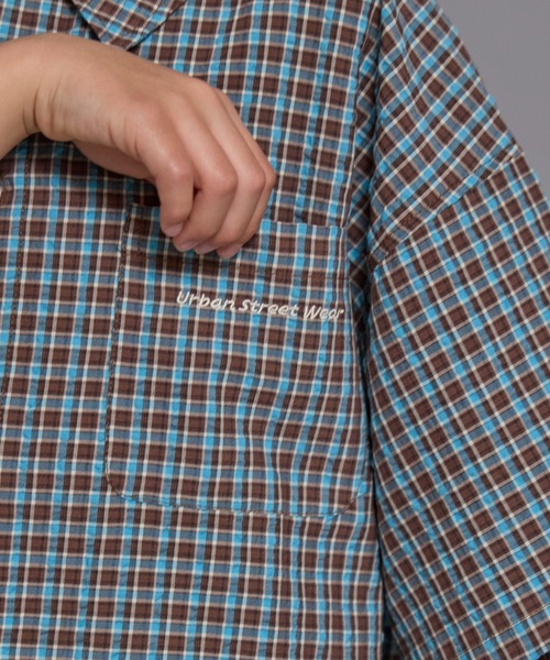 PAIRMANON STREET(ペアマノンストリート)の「【90-160cm】サッカーチェック オーバーサイズ 半袖シャツ【PAIRMANON STREET】(シャツ/ブラウス・キッズ・ブラック/ネイビー/ブラウン/グリーン・160/130/140/120/150/100/110/90)」の13枚目の写真