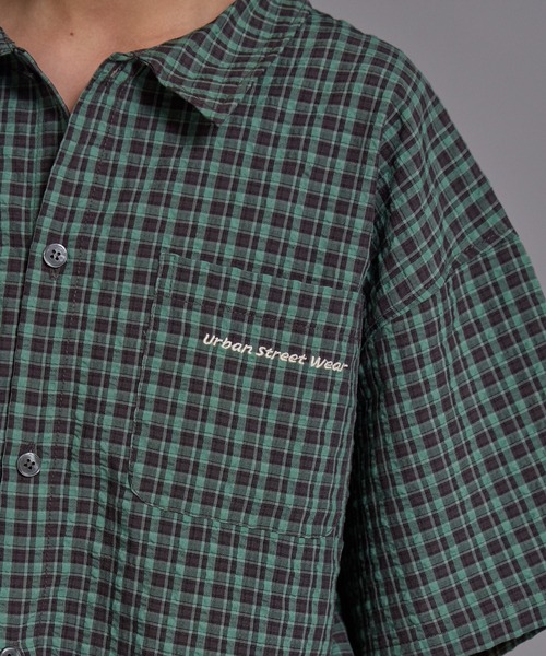 PAIRMANON STREET(ペアマノンストリート)の「【90-160cm】サッカーチェック オーバーサイズ 半袖シャツ【PAIRMANON STREET】(シャツ/ブラウス・キッズ・ブラック/ネイビー/ブラウン/グリーン・160/130/140/120/150/100/110/90)」の17枚目の写真