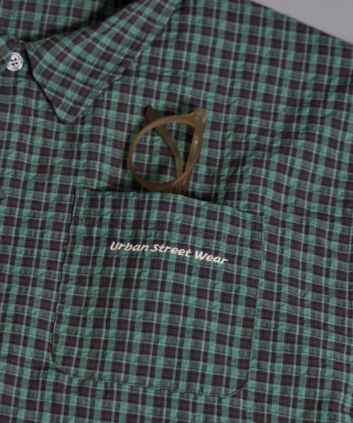 PAIRMANON STREET(ペアマノンストリート)の「【90-160cm】サッカーチェック オーバーサイズ 半袖シャツ【PAIRMANON STREET】(シャツ/ブラウス・キッズ・ブラック/ネイビー/ブラウン/グリーン・160/130/140/120/150/100/110/90)」の18枚目の写真