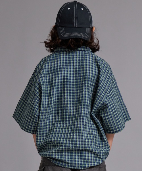 PAIRMANON STREET(ペアマノンストリート)の「【90-160cm】サッカーチェック オーバーサイズ 半袖シャツ【PAIRMANON STREET】(シャツ/ブラウス・キッズ・ブラック/ネイビー/ブラウン/グリーン・160/130/140/120/150/100/110/90)」の20枚目の写真