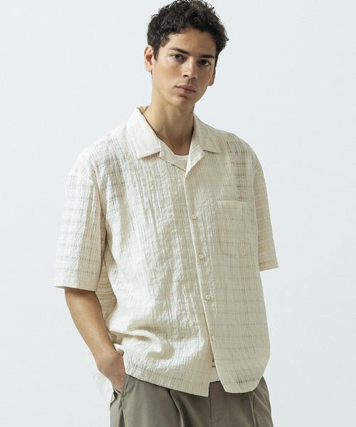 SLICK（スリック）の「【SLICK/スリック】Sheer Check Open Collar Shirt/シアーチェックオープンカラーシャツ（シャツ/ブラウス・メンズ・キナリ/ブラウン/スミクロ・1/3/2）」の2枚目の写真