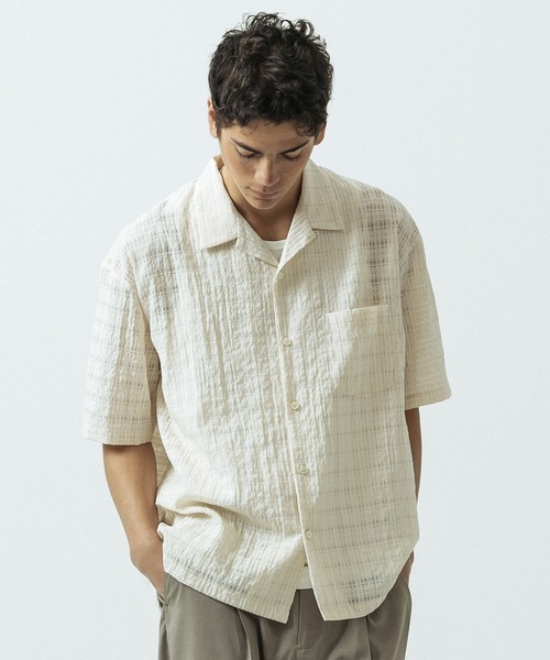 SLICK（スリック）の「【SLICK/スリック】Sheer Check Open Collar Shirt/シアーチェックオープンカラーシャツ（シャツ/ブラウス・メンズ・キナリ/ブラウン/スミクロ・1/3/2）」の9枚目の写真