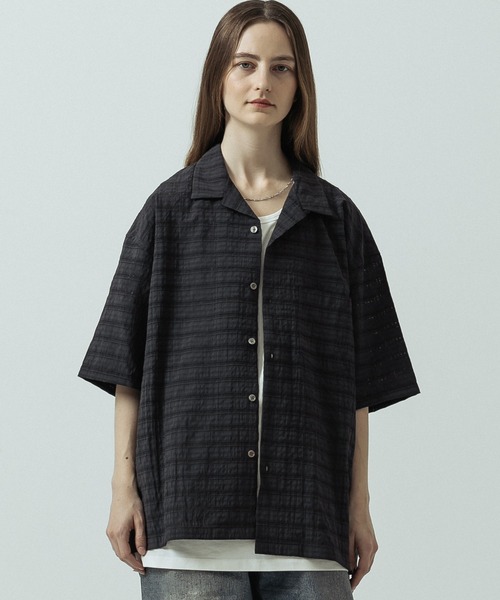 SLICK（スリック）の「【SLICK/スリック】Sheer Check Open Collar Shirt/シアーチェックオープンカラーシャツ（シャツ/ブラウス・メンズ・キナリ/ブラウン/スミクロ・1/3/2）」の15枚目の写真