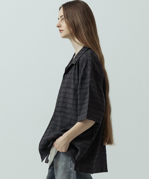 SLICK（スリック）の「【SLICK/スリック】Sheer Check Open Collar Shirt/シアーチェックオープンカラーシャツ（シャツ/ブラウス・メンズ・キナリ/ブラウン/スミクロ・1/3/2）」の18枚目の写真