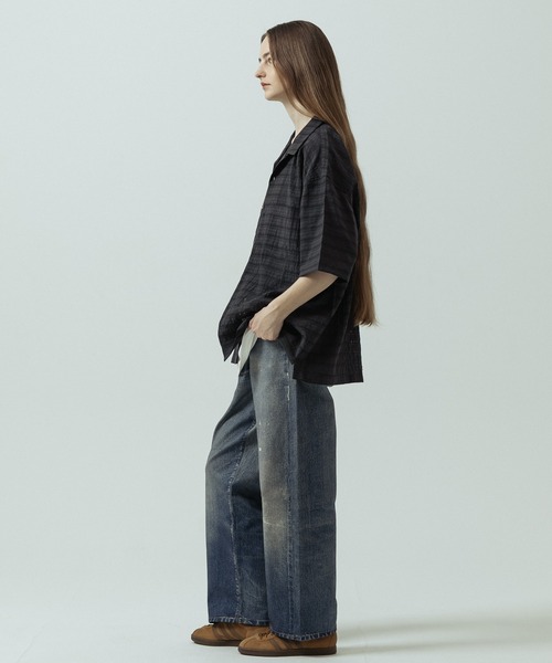 SLICK（スリック）の「【SLICK/スリック】Sheer Check Open Collar Shirt/シアーチェックオープンカラーシャツ（シャツ/ブラウス・メンズ・キナリ/ブラウン/スミクロ・1/3/2）」の4枚目の写真