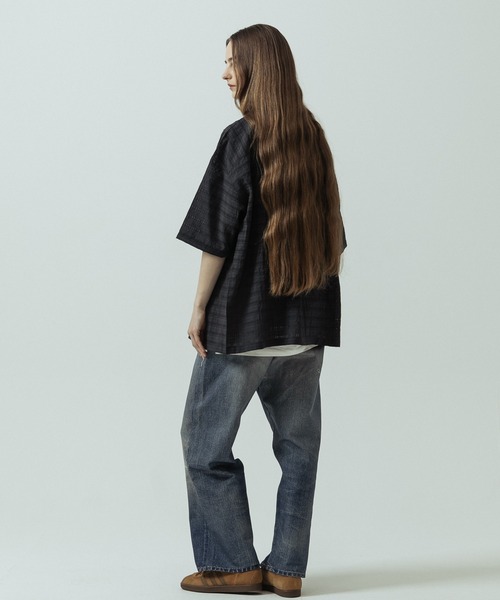 SLICK（スリック）の「【SLICK/スリック】Sheer Check Open Collar Shirt/シアーチェックオープンカラーシャツ（シャツ/ブラウス・メンズ・キナリ/ブラウン/スミクロ・1/3/2）」の7枚目の写真
