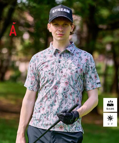 ADABAT STREAM（アダバットストリーム）の「【吸水速乾/UVカット】ボタニカルポロシャツ（ポロシャツ・メンズ・ホワイト系1/ベージュ系/ブラック系/ブルー系・46/48/50/52）」の3枚目の写真