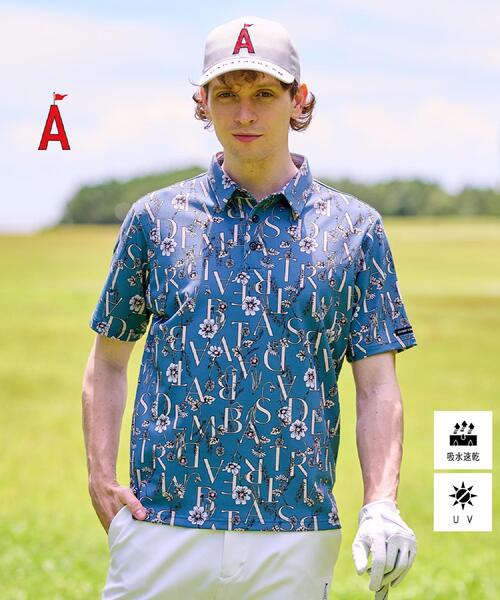 ADABAT STREAM（アダバットストリーム）の「【吸水速乾/UVカット】ボタニカルポロシャツ（ポロシャツ・メンズ・ホワイト系1/ベージュ系/ブラック系/ブルー系・46/48/50/52）」の4枚目の写真