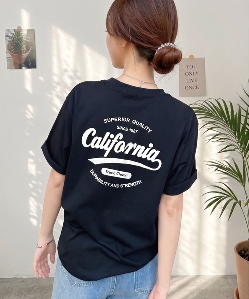 Eclat one(エクラワン)の「【ユニセックス】ゆるっとこなれ見え。Californiaバックプリント半袖ロゴTシャツ(Tシャツ/カットソー・レディース・ブルー/グレー/ホワイト/ブラック・FREE)」の3枚目の写真