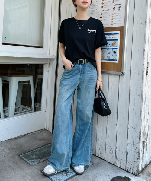 Eclat one(エクラワン)の「【ユニセックス】ゆるっとこなれ見え。Californiaバックプリント半袖ロゴTシャツ(Tシャツ/カットソー・レディース・ブルー/グレー/ホワイト/ブラック・FREE)」の19枚目の写真