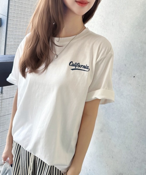 Eclat one(エクラワン)の「【ユニセックス】ゆるっとこなれ見え。Californiaバックプリント半袖ロゴTシャツ(Tシャツ/カットソー・レディース・ブルー/グレー/ホワイト/ブラック・FREE)」の7枚目の写真
