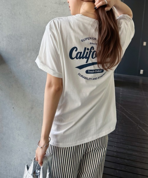 Eclat one(エクラワン)の「【ユニセックス】ゆるっとこなれ見え。Californiaバックプリント半袖ロゴTシャツ(Tシャツ/カットソー・レディース・ブルー/グレー/ホワイト/ブラック・FREE)」の10枚目の写真