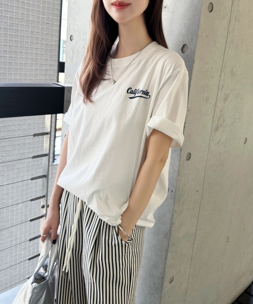 Eclat one(エクラワン)の「【ユニセックス】ゆるっとこなれ見え。Californiaバックプリント半袖ロゴTシャツ(Tシャツ/カットソー・レディース・ブルー/グレー/ホワイト/ブラック・FREE)」の9枚目の写真
