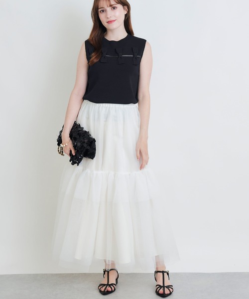 PICCIN(ピッチン)の「リボンノースリーブニット(ニット/セーター・レディース・オフホワイト/ブラック・M)」の19枚目の写真