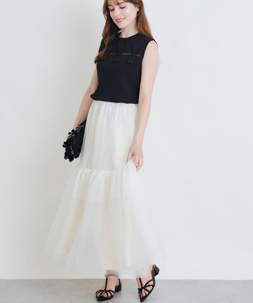 PICCIN(ピッチン)の「リボンノースリーブニット(ニット/セーター・レディース・オフホワイト/ブラック・M)」の18枚目の写真