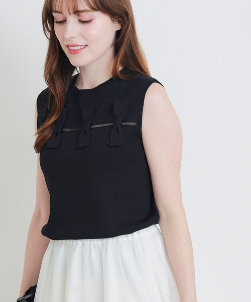 PICCIN(ピッチン)の「リボンノースリーブニット(ニット/セーター・レディース・オフホワイト/ブラック・M)」の22枚目の写真