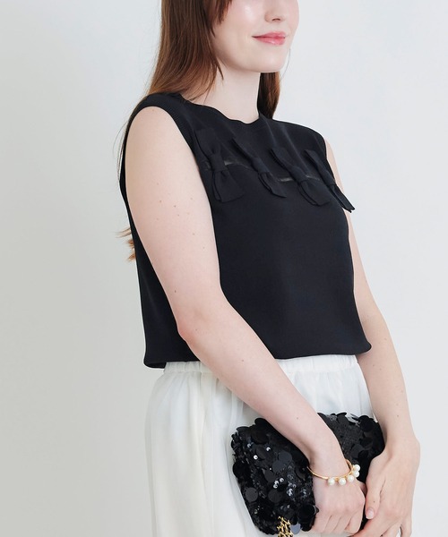 PICCIN(ピッチン)の「リボンノースリーブニット(ニット/セーター・レディース・オフホワイト/ブラック・M)」の20枚目の写真
