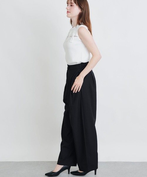 PICCIN(ピッチン)の「リボンノースリーブニット(ニット/セーター・レディース・オフホワイト/ブラック・M)」の5枚目の写真