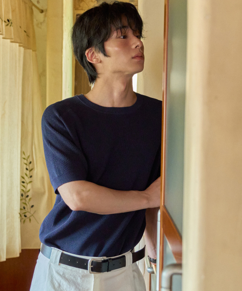 WEDNESDAY OASIS（ウェンズデーオアシス）の「ウォッシャブルエアリーレグランハーフニット_NAVY(WC26KN48)（ニット/セーター・メンズ・ネイビー・MEDIUM/LARGE/X-LARGE）」の3枚目の写真