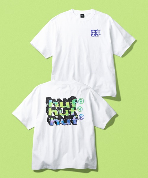 HUF(ハフ)の「HAND STACKED TEE(Tシャツ/カットソー・メンズ・アッシュグレー/ブラック/ホワイト/マスタード/ホワイト系その他・XXL/M/S/L/XL)」の1枚目の写真
