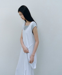 CACELE（カッセル）の「2WAY TIE SLEEVELESS DRESS, WHITE（ワンピース）」