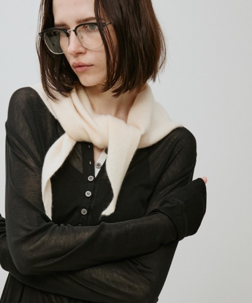 Auntie Rosa Holiday(アンティローザホリデー)の「シアーフライスへンリープルオーバー(Tシャツ/カットソー・レディース・グレー/ブラック/ブラウン・FREE)」の2枚目の写真