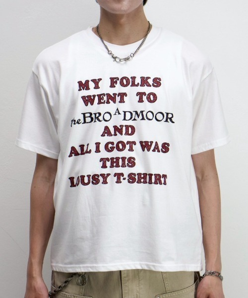 Chikashitsu +(チカシツプラス)の「【Chikashitsu +】college message t-shirt (3color) / 【チカシツプラス】カレッジロゴメッセージプリント半袖Tシャツ(Tシャツ/カットソー・メンズ・ブラック/ホワイト/グレー・ONE SIZE)」の5枚目の写真