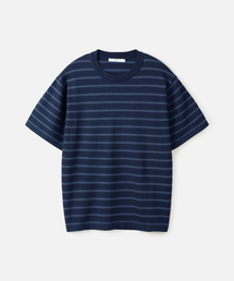 247SERIES（247シリーズ）の「スーピマコットンストライプハーフニット DARK NAVY（ニット/セーター）」