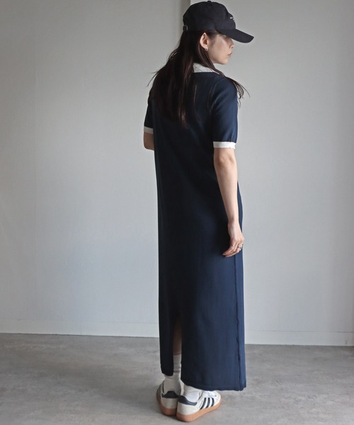 COURO(コウロ)の「天竺ニットバイカラーロングワンピース(ワンピース・レディース・ネイビー/ブラック/ライトグレー・M)」の4枚目の写真