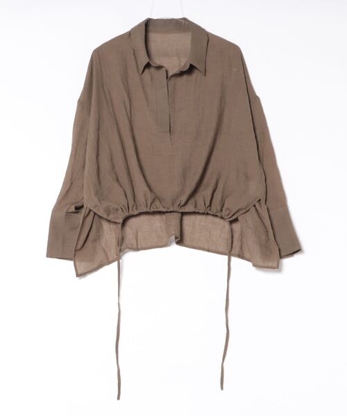 gossara（ゴサラ）の「【抜け感漂う一枚】裾ドロストスキッパーブラウス（シャツ/ブラウス・レディース・チャコールグレー/ブラウン/ライトグレー・FREE）」の16枚目の写真