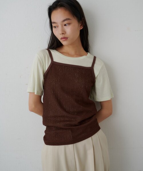 SHENERY(シーナリー)の「ドライタッチT&レースキャミSET(Tシャツ/カットソー・レディース・ピンク/ブラック/ライム・FREE)」の1枚目の写真