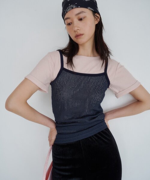 SHENERY(シーナリー)の「ドライタッチT&レースキャミSET(Tシャツ/カットソー・レディース・ピンク/ブラック/ライム・FREE)」の5枚目の写真