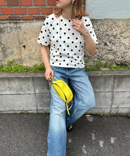 レイヤードデザイン ドット柄トップス