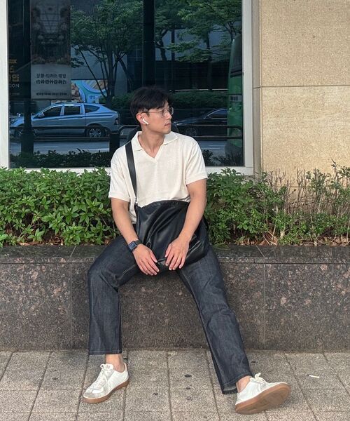 HYOJI(ヒョージ)の「26 SS ウォッシャブルリネンオープンカラークロップニット (6カラー)(ニット/セーター・メンズ・クリーム/レッド/グレー/ブラック/チャコール/ネイビー・L/XL/M)」の16枚目の写真