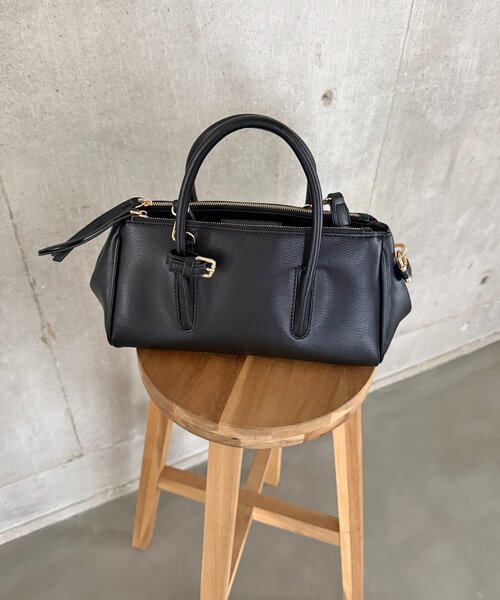 DouDou(ドゥドゥ)の「ダブルファスナーショルダーバッグ(ショルダーバッグ・レディース・ブラウン/ベージュ/ブラック・FREE)」の8枚目の写真
