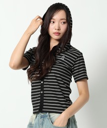 ALAND | 【UNISEX】ALAND/ボーダーフード半袖カーデ(カーディガン/ボレロ)
