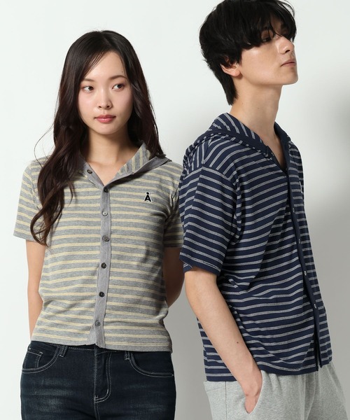 ALAND(エーランド)の「【UNISEX】ALAND/ボーダーフード半袖カーデ(カーディガン/ボレロ・レディース・ネイビー/ブラック/グレー・SMALL/LARGE)」の8枚目の写真