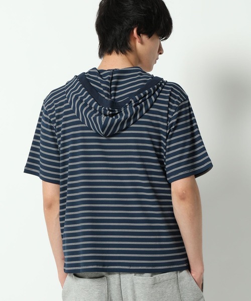 ALAND(エーランド)の「【UNISEX】ALAND/ボーダーフード半袖カーデ(カーディガン/ボレロ・レディース・ネイビー/ブラック/グレー・SMALL/LARGE)」の22枚目の写真