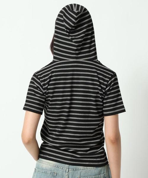ALAND(エーランド)の「【UNISEX】ALAND/ボーダーフード半袖カーデ(カーディガン/ボレロ・レディース・ネイビー/ブラック/グレー・SMALL/LARGE)」の17枚目の写真