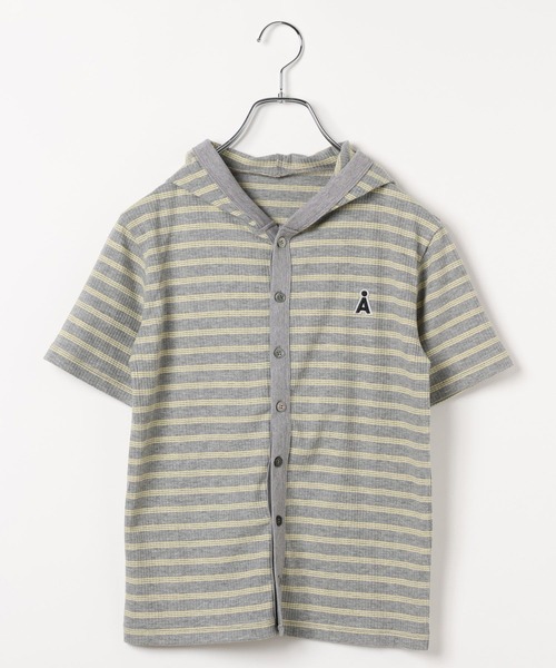 ALAND(エーランド)の「【UNISEX】ALAND/ボーダーフード半袖カーデ(カーディガン/ボレロ・レディース・ネイビー/ブラック/グレー・SMALL/LARGE)」の13枚目の写真