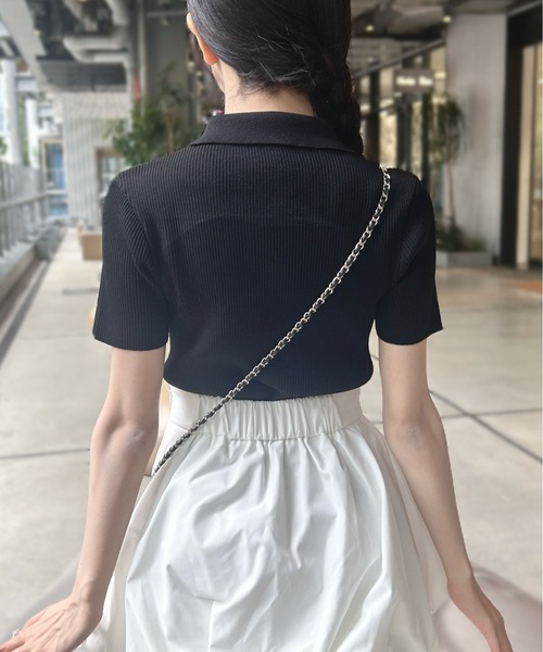 INGNI(イング)の「フロントラインリボンポロニット(ニット/セーター・レディース・ブラック×ホワイト/ピンク系その他3/ホワイト×ブラック・M)」の15枚目の写真