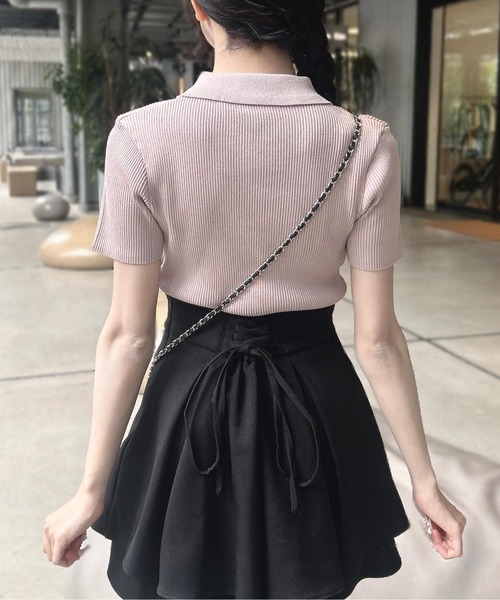 INGNI(イング)の「フロントラインリボンポロニット(ニット/セーター・レディース・ブラック×ホワイト/ピンク系その他3/ホワイト×ブラック・M)」の20枚目の写真