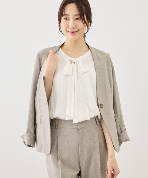 ROPE' PICNIC(ロペピクニック)の「フレンチスリーブリボンブラウス(シャツ/ブラウス・レディース・ネイビー/キナリ/サックスブルー・FREE)」の12枚目の写真
