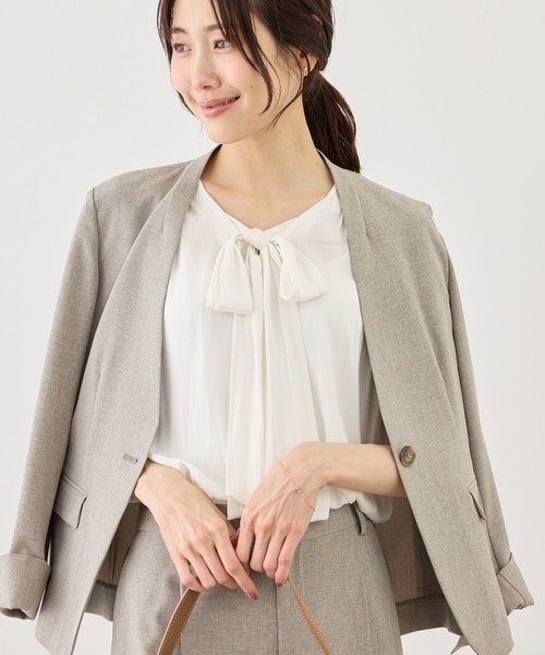 ROPE' PICNIC(ロペピクニック)の「フレンチスリーブリボンブラウス(シャツ/ブラウス・レディース・ネイビー/キナリ/サックスブルー・FREE)」の13枚目の写真